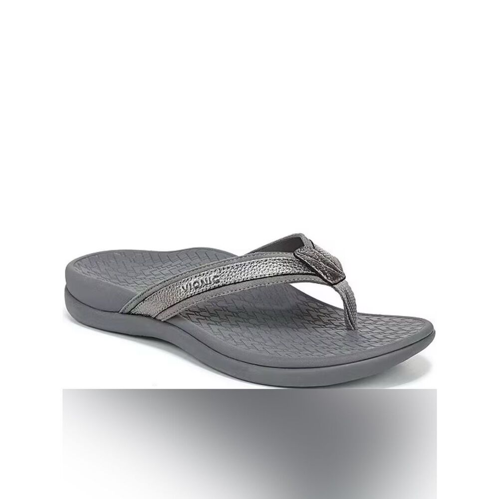 Vionic Orthotic Sandals Pewter Metallic flip flop Comfort Arch Support Women’s 7 - Picture 8 of 9